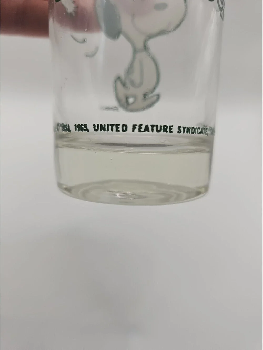 Vintage A&W Snoopy “Too Much Root Beer” Glass Green Outlined